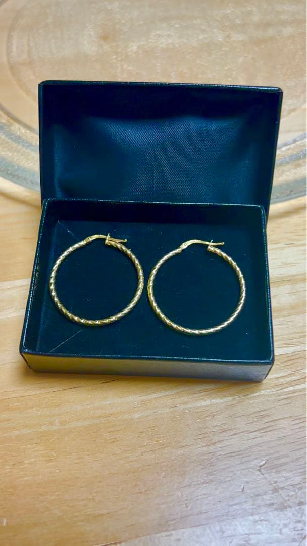 18金ゴールドフープピアス 2x28mm 2g