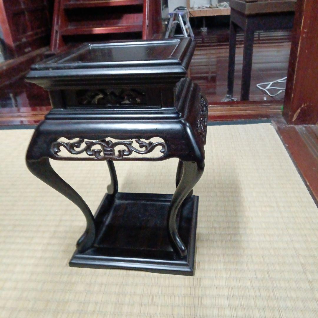 黒色木製座卓・ちゃぶ台　古い花台　黒檀