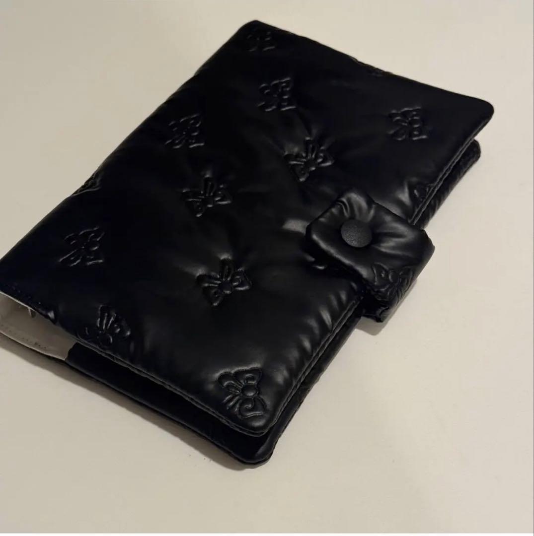 バインダーカバー　ブラック　リボン　A6 韓国　貯金