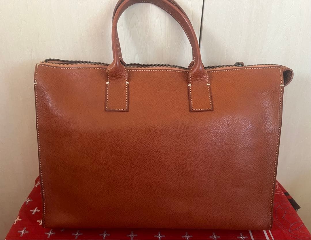 genten ブラウンレザー ビジネスバッグ