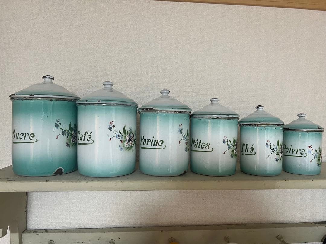 激レア♡フランスアンティーク　JAPY ホーロー　キャニスター　フルセット