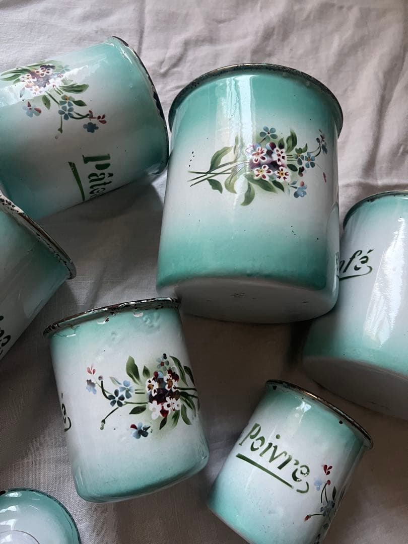 激レア♡フランスアンティーク　JAPY ホーロー　キャニスター　フルセット