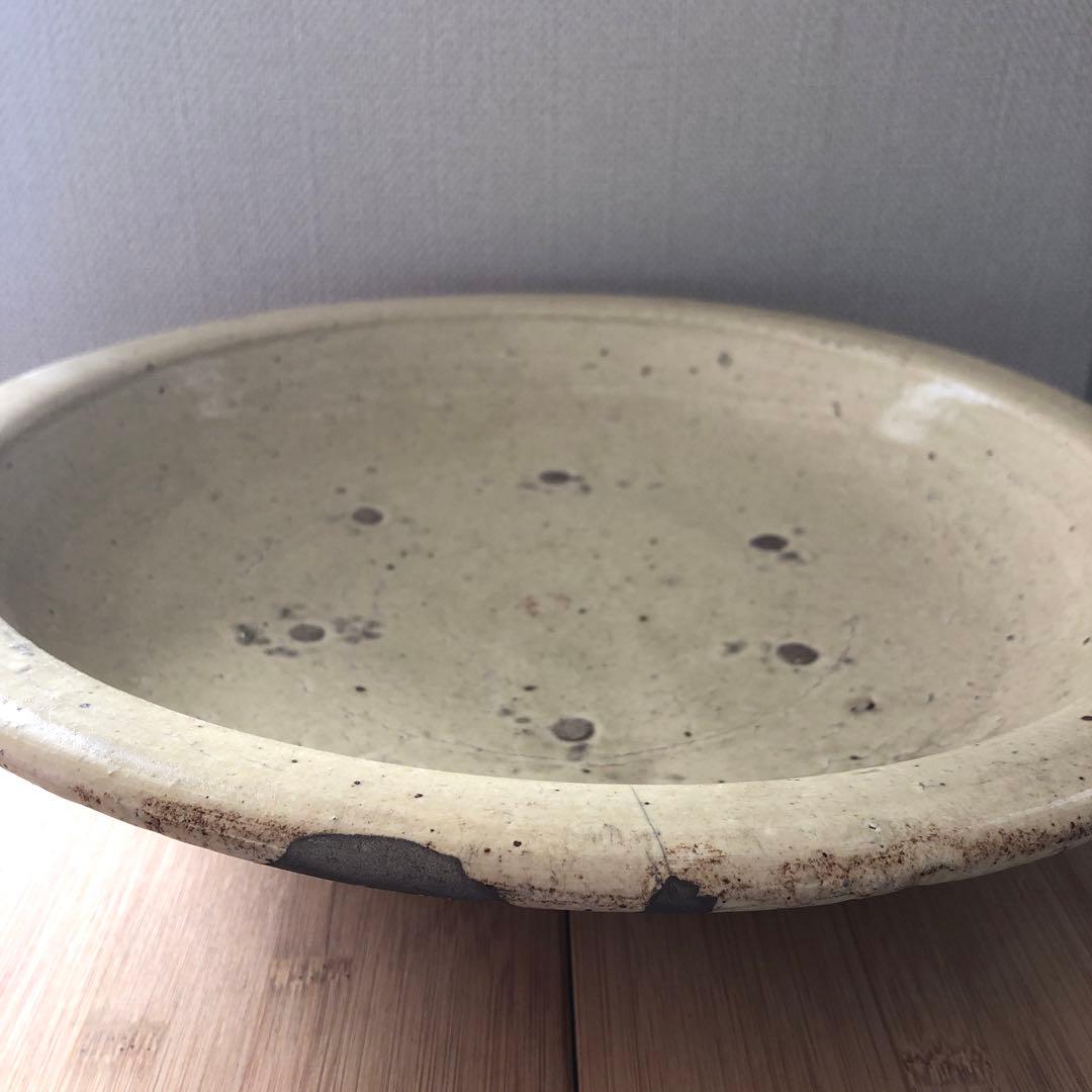 古瀬戸 黄瀬戸 石皿 大皿 丸皿 民藝 金継ぎ 骨董 アンティーク