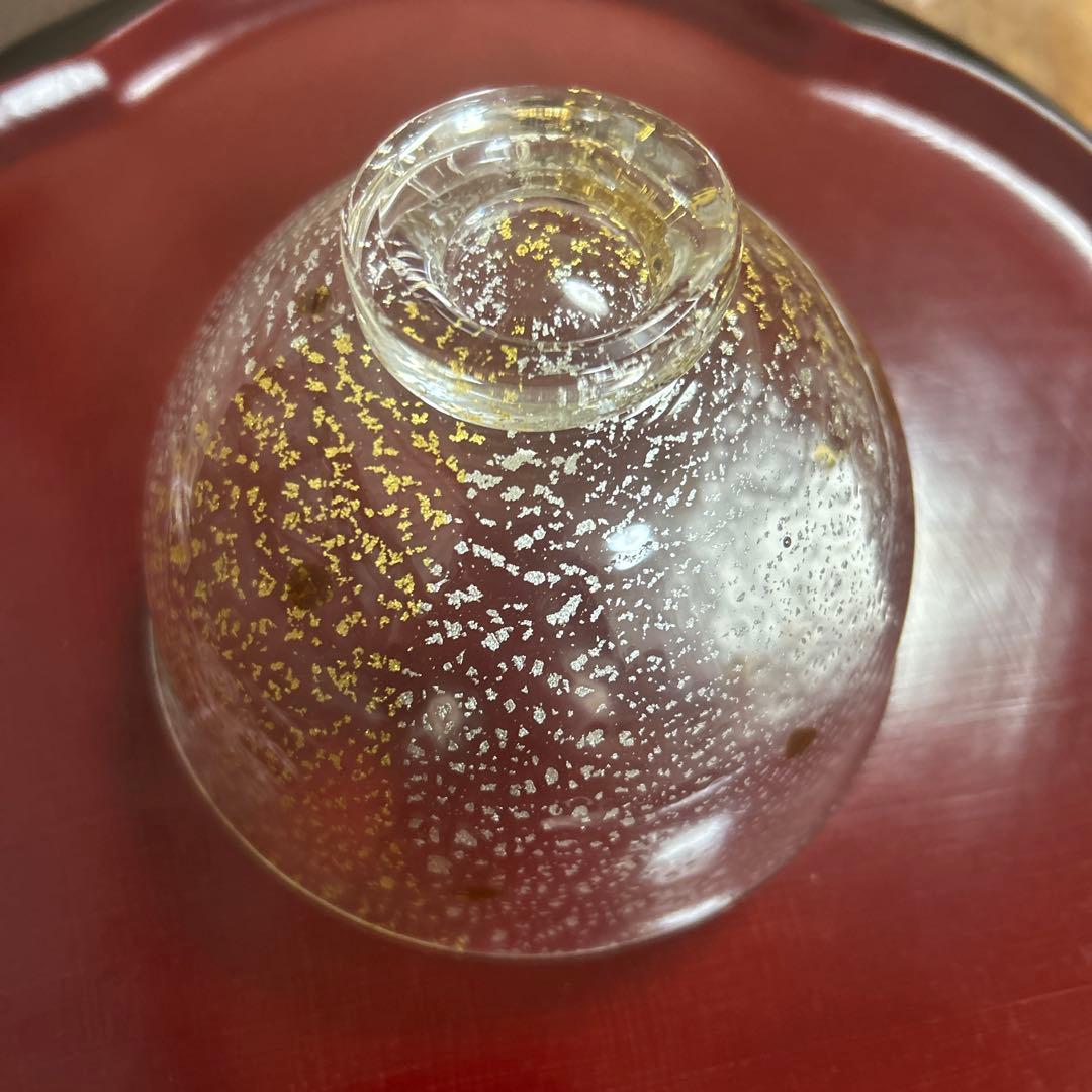 作家　ガラス作家　堀口幸子　金箔琥珀散 玻璃茶碗　茶道