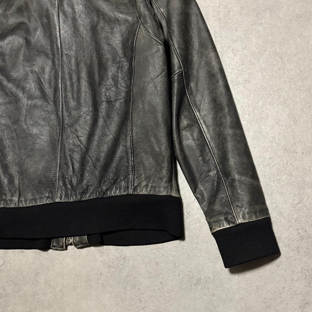 レトログレード　ライダース　レザー　ジャケット シングル　ダブルジップ　L 黒