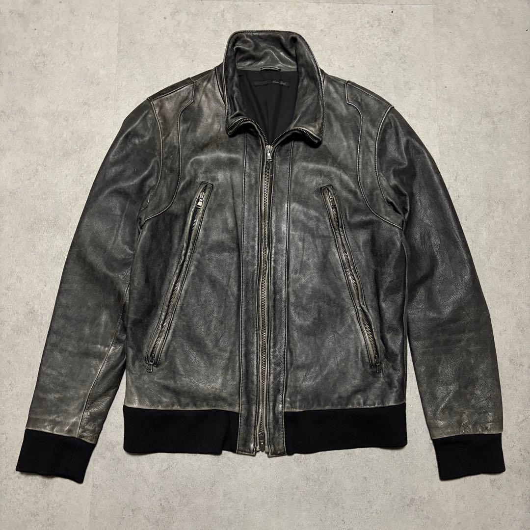 レトログレード　ライダース　レザー　ジャケット シングル　ダブルジップ　L 黒