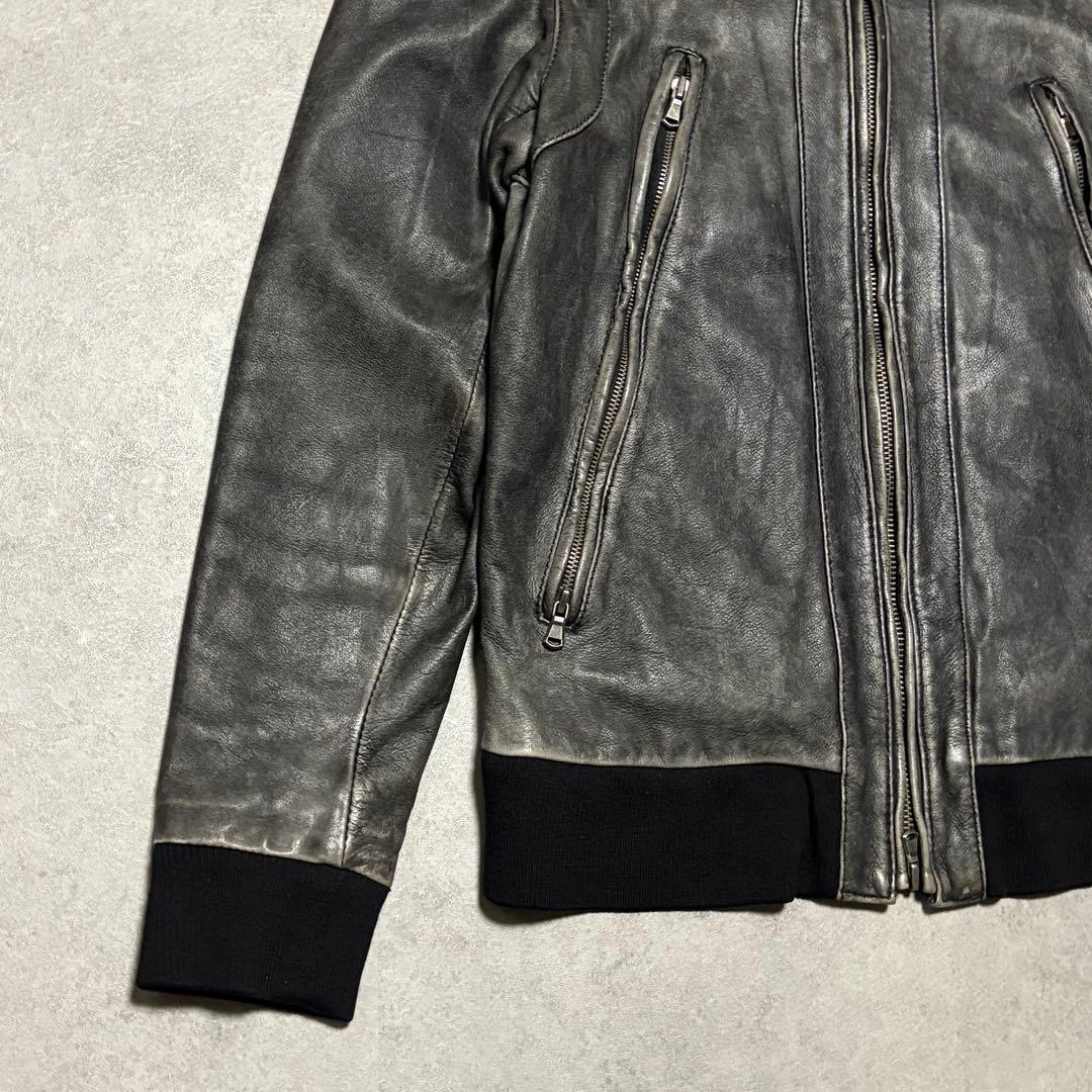 レトログレード　ライダース　レザー　ジャケット シングル　ダブルジップ　L 黒