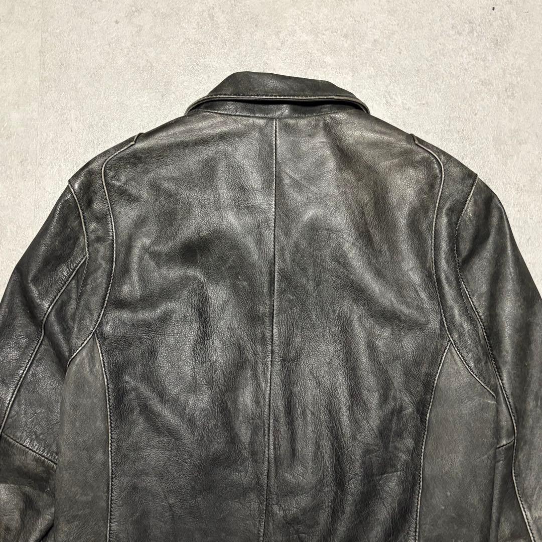 レトログレード　ライダース　レザー　ジャケット シングル　ダブルジップ　L 黒