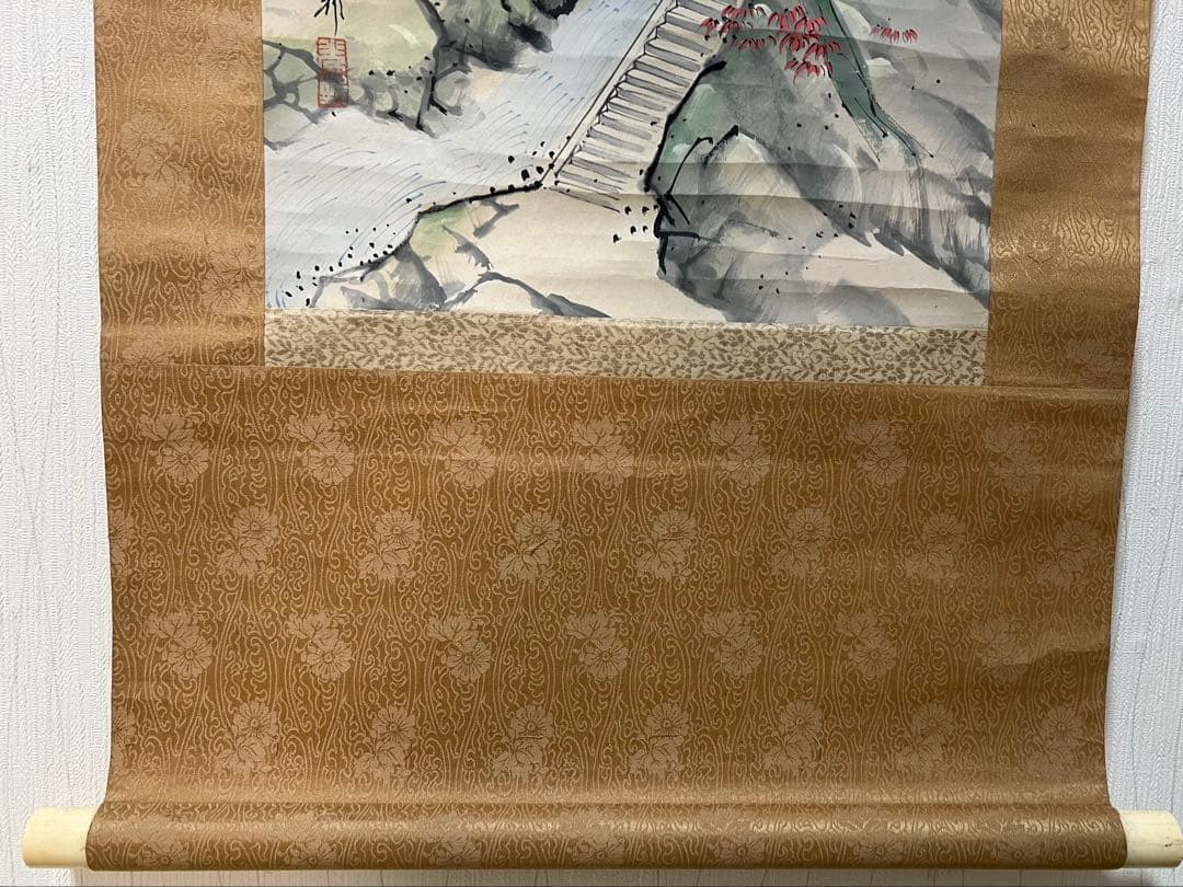 掛け軸　岡部光成（光邦）［山水図］紙本　肉筆　送料込み！