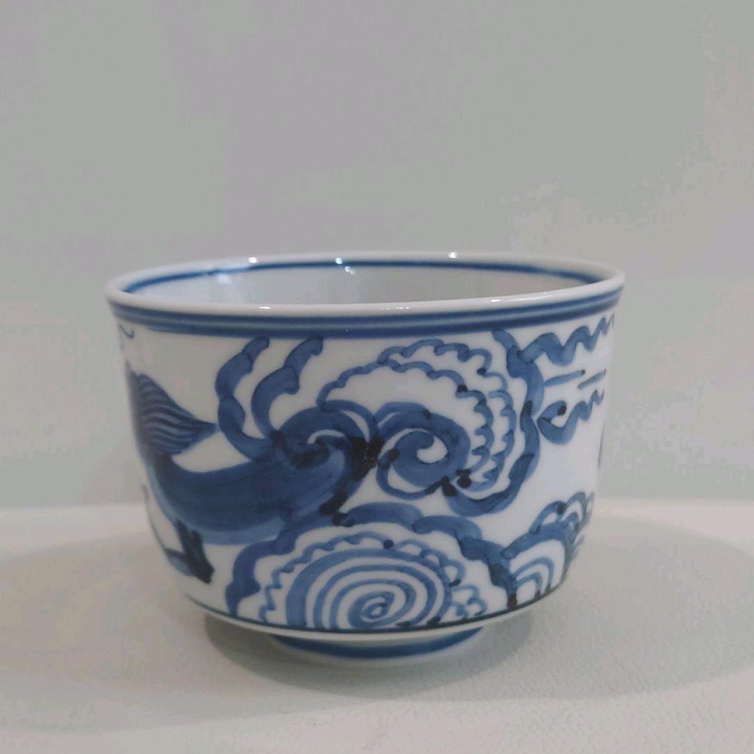 三代 西村徳泉造　染付　雲龍　茶碗　共箱