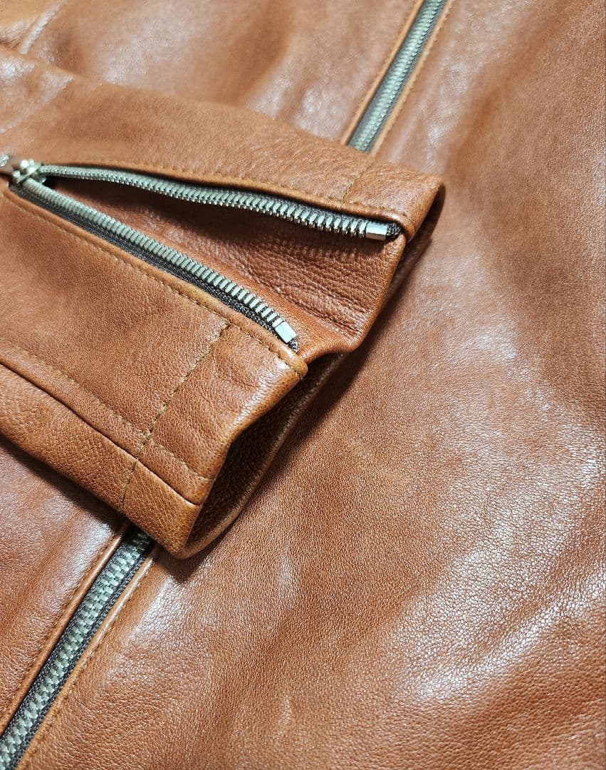 NO ID. シープレザーベジタブルシングルライダースＪＫＴ オイル付 革ジャン