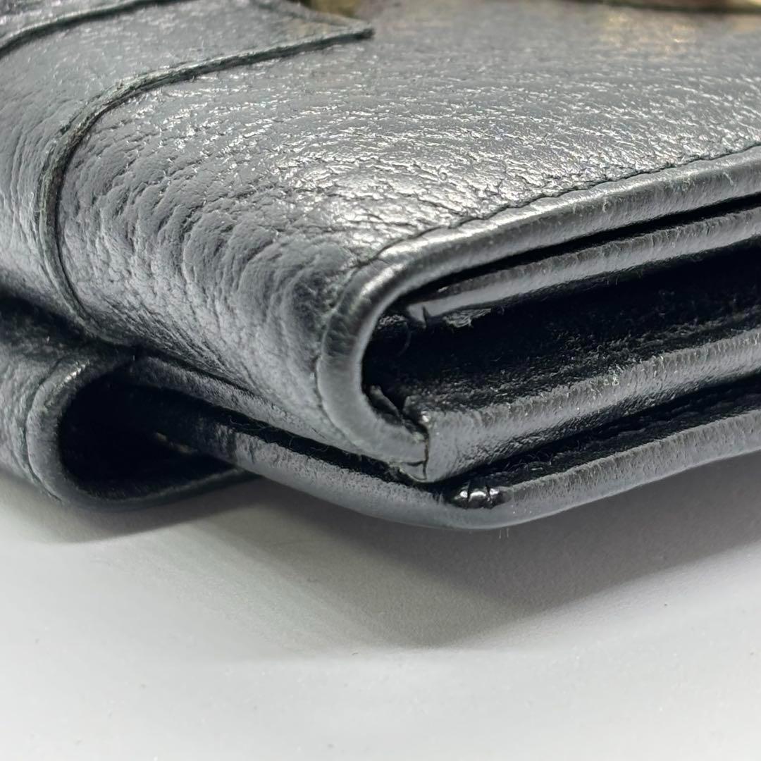 GUCCI 二つ折り財布 マーモント Wホック レザー 黒 男女兼用 正規品