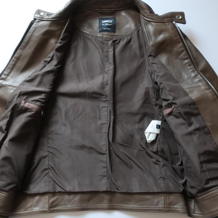 エンメティEMMETI JURIレザージャケット/茶 46（5516)djjjj