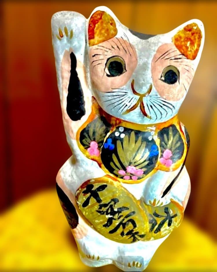 【希少】運気アップ　張子 招き猫 招福　昭和初期
