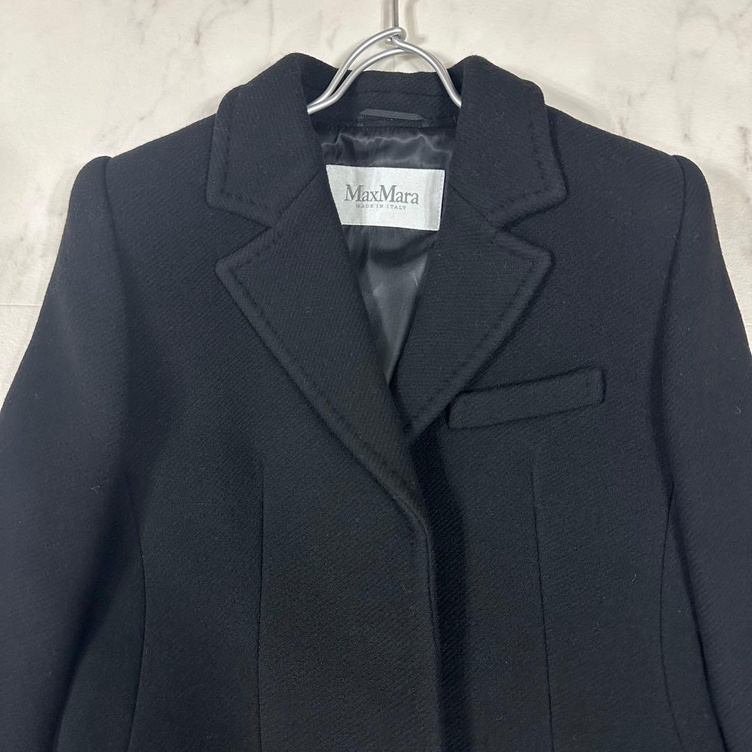 【美品】MaxMara ロングコート ウールチェスターコート アンゴラ混 M相当