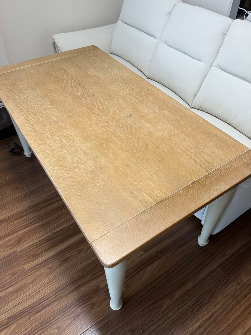 ナチュラルウッド×白脚 北欧風ダイニングテーブル（150×80×71cm）