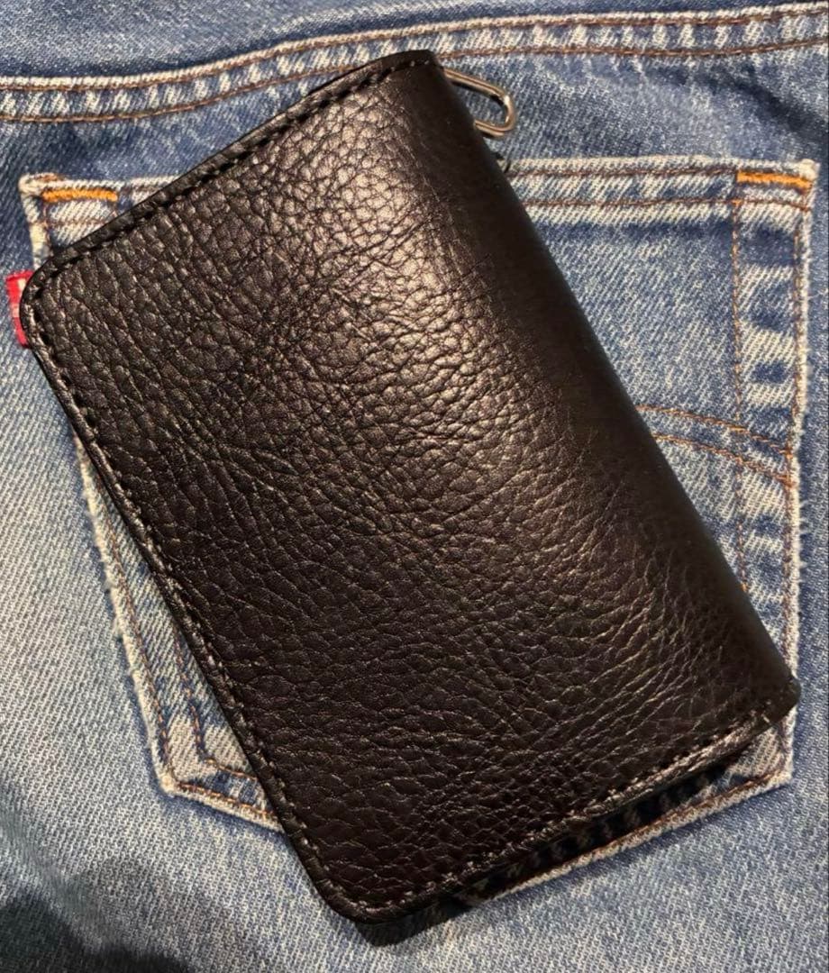 ミドルトラッカーウォレット　姫路レザー　シュリンク　シルバー925 クロスボール