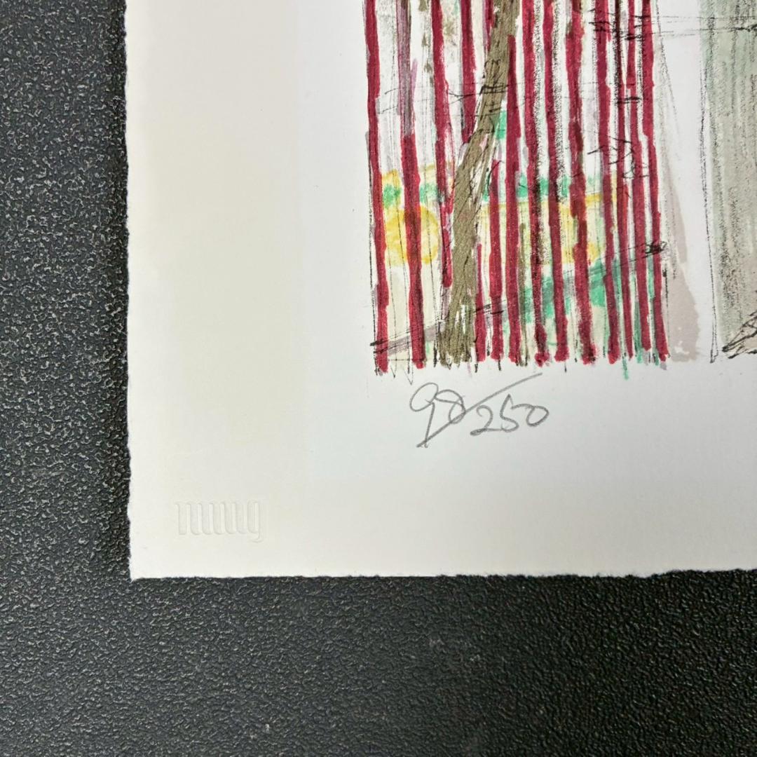 美品 小田切訓「モンマルトルの秋」リトグラフ 直筆サイン入り フランス パリ風景