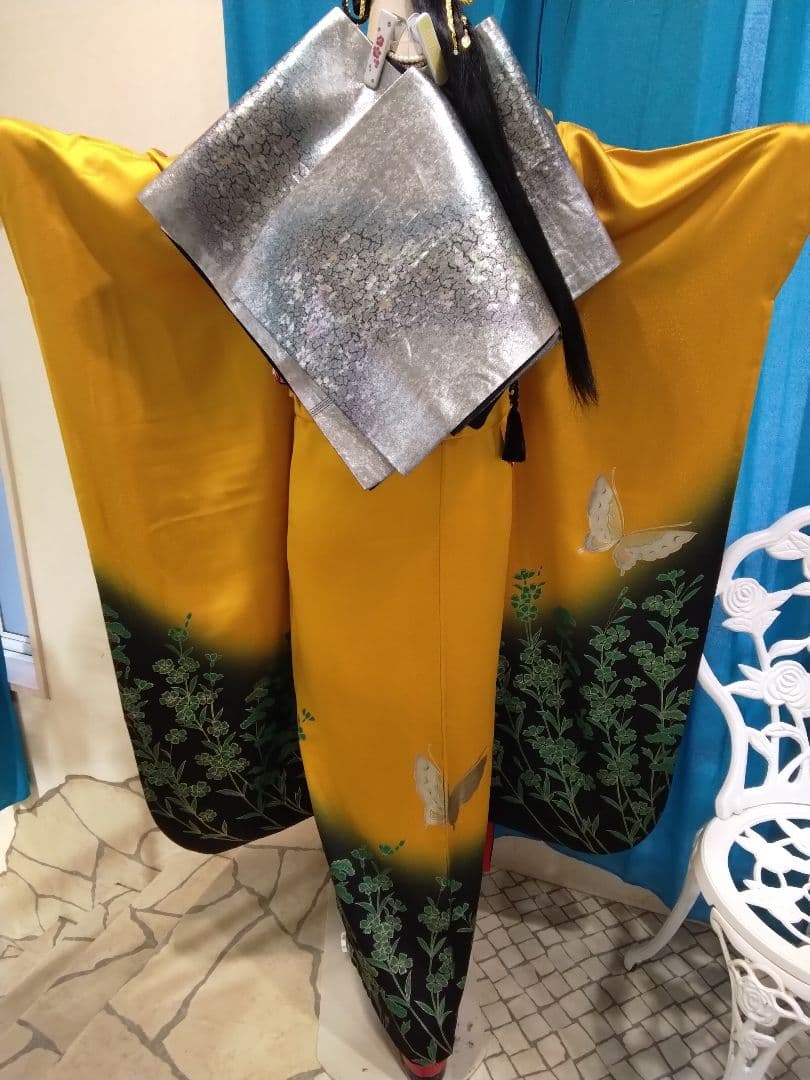 【専用】振袖フルセット、正絹振袖成人式、半襟重ね衿、帯揚げ帯締め、袋帯、長襦袢⑩