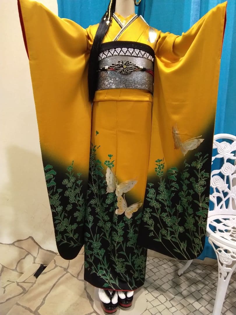 【専用】振袖フルセット、正絹振袖成人式、半襟重ね衿、帯揚げ帯締め、袋帯、長襦袢⑩