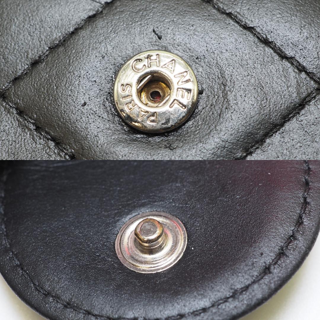 CHANEL シャネル カンボンライン 二つ折り財布 がま口 黒×ピンク