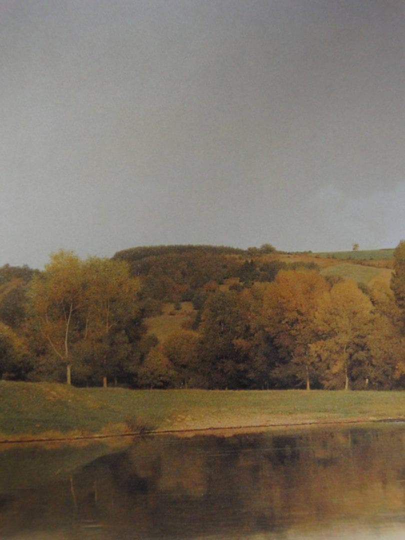 森本草介、【川辺の風景】、希少な額装用画集より、新品額装付