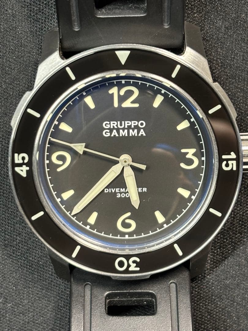 希少GRUPPO GAMMA ダイブマスター　ダイバーズウォッチ ラバーベルト