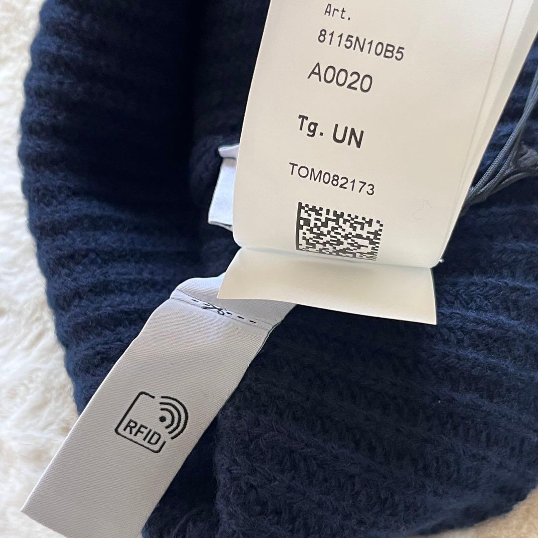 男女兼用◇STONE  ウール ロゴ ビーニー ニット帽 紺