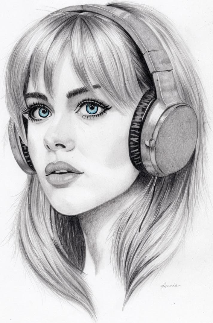 鉛筆画「Pop music」　B5大サイズ