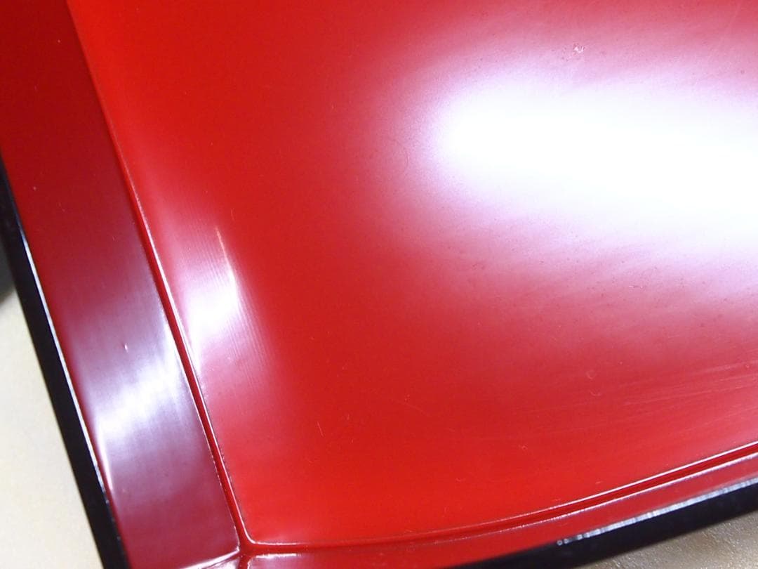 【希少・美品】輪島塗 鶴文 三段重箱 重台 薄造り/変形型 お重/弁当箱 漆器