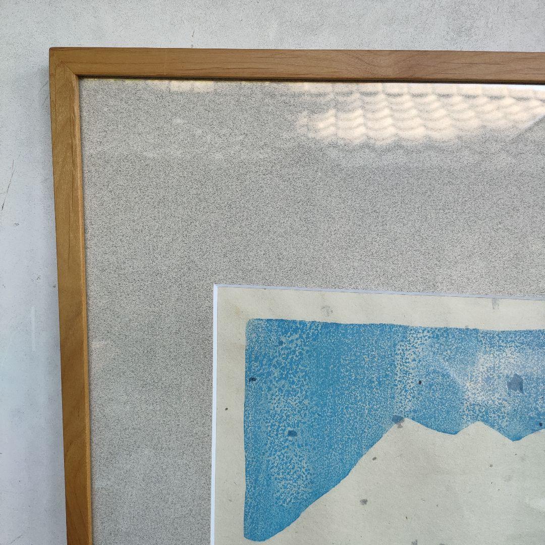 【真作】秋山厳 さくらまんかい 直筆サイン木版画1991 額装 52.5×41