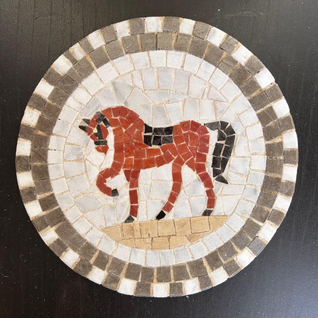 モザイクタイル　チュニジアの伝統工芸　馬　約18cm　ブラウン