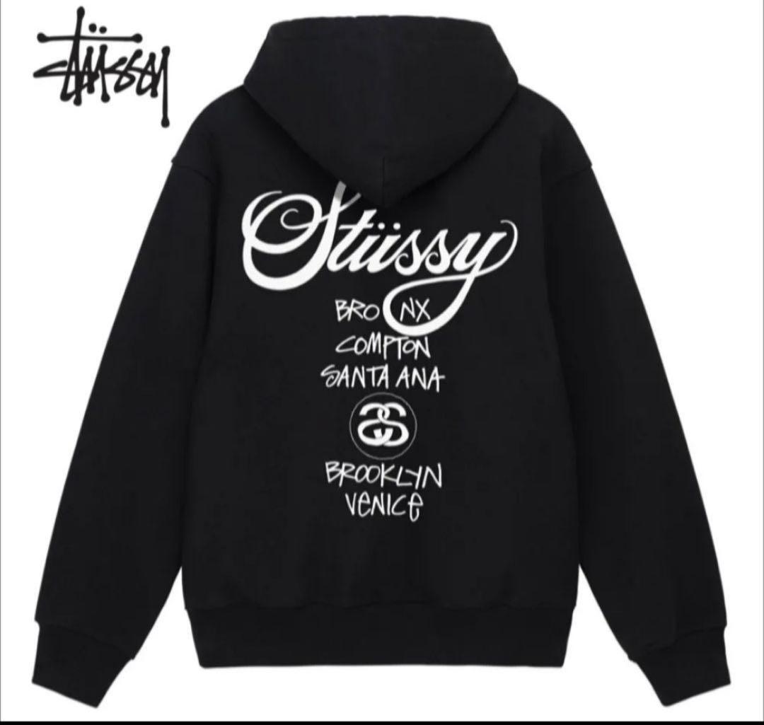 【海外正規品】　STUSSY　ジップパーカー M　ブラック