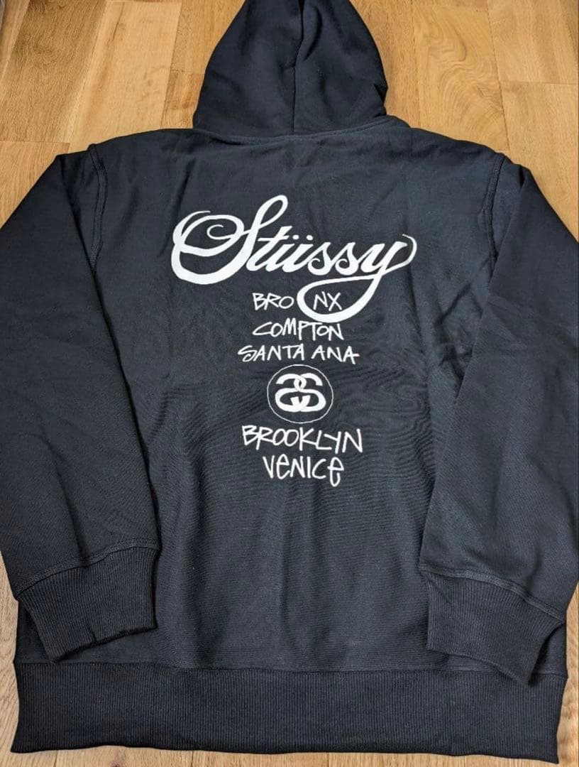 【海外正規品】　STUSSY　ジップパーカー M　ブラック