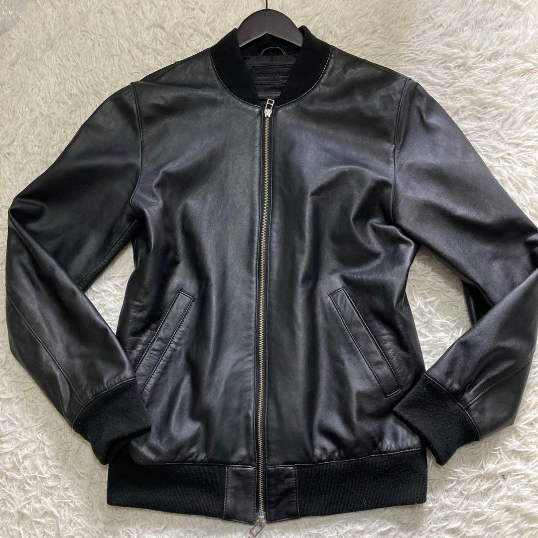ハウスオブブルース MA-1 レザージャケット L 羊革 ブラック ライダース