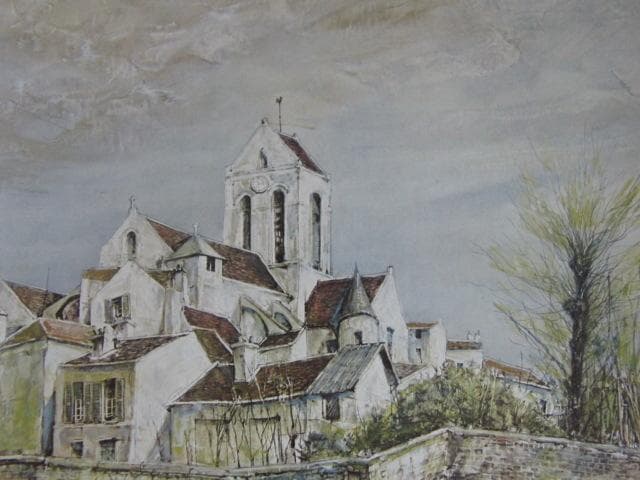 藤田嗣治、「Paysage」、希少画集の額装画、人気作品、オーダーマット付