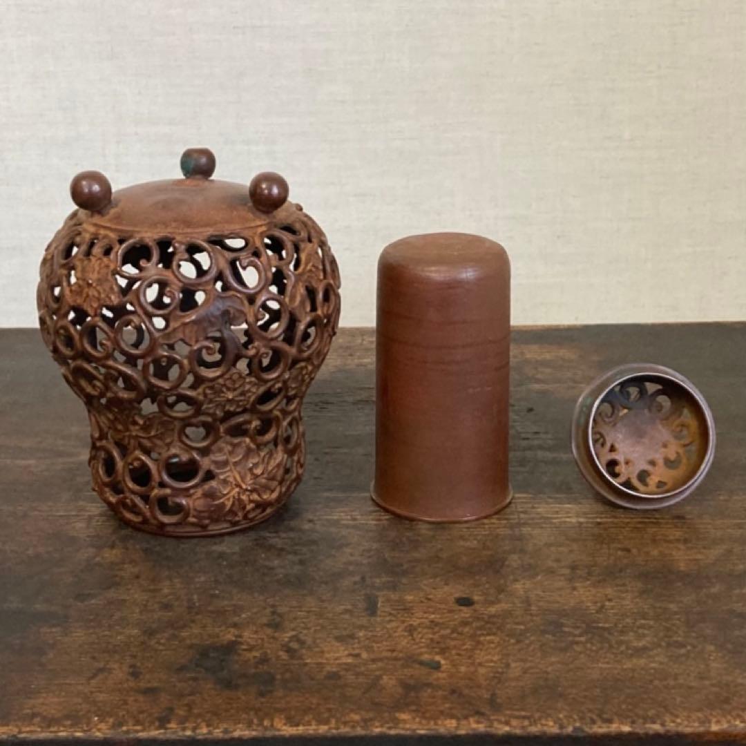 名取川雅司 高岡銅器 香炉 瓢箪 馬 干支 午 透し 置物 美術 工芸品 レトロ