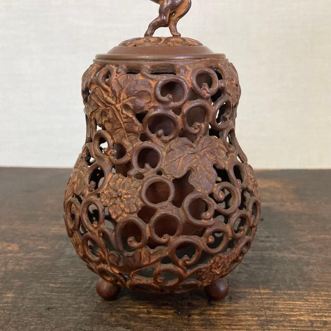 名取川雅司 高岡銅器 香炉 瓢箪 馬 干支 午 透し 置物 美術 工芸品 レトロ