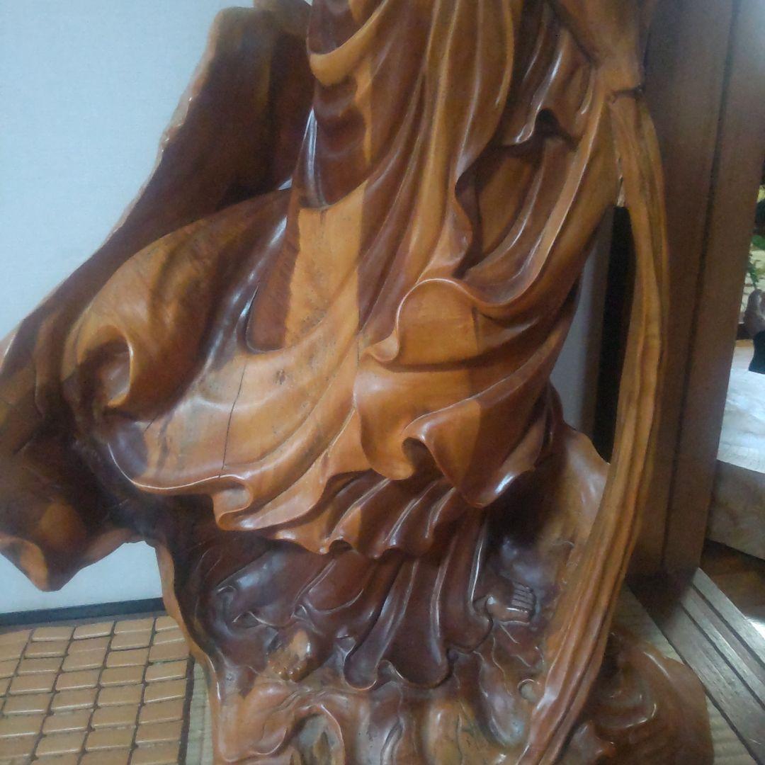 観音菩薩様 約1m 木製 仏像風彫刻 一本の木の根っこで作られてます