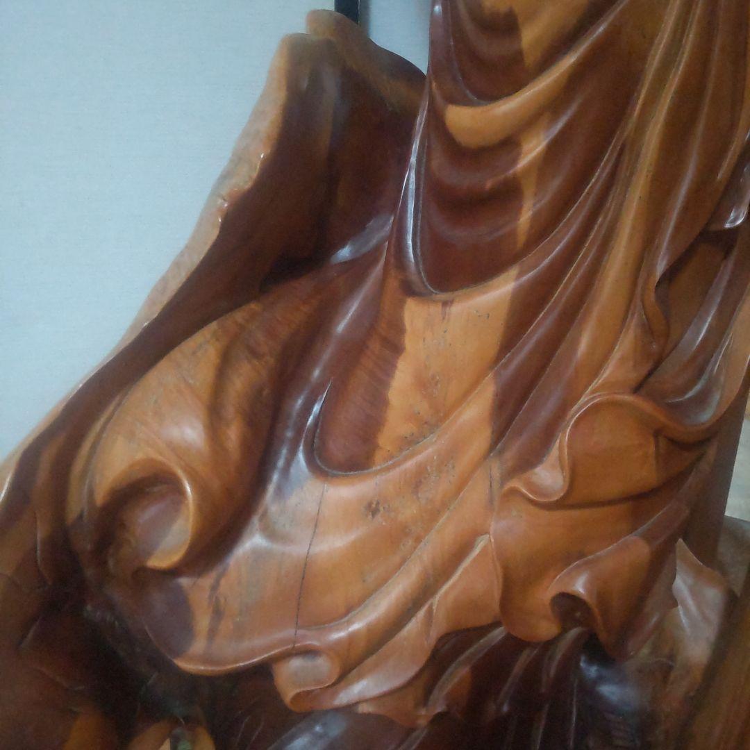 観音菩薩様 約1m 木製 仏像風彫刻 一本の木の根っこで作られてます