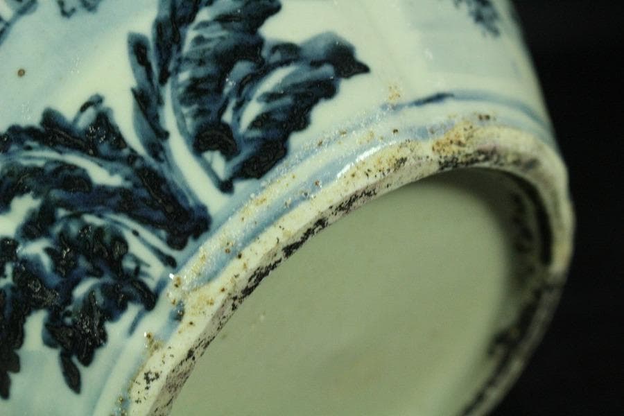 中国美術 青花 人物絵 筆筒 壷(K-LC852)