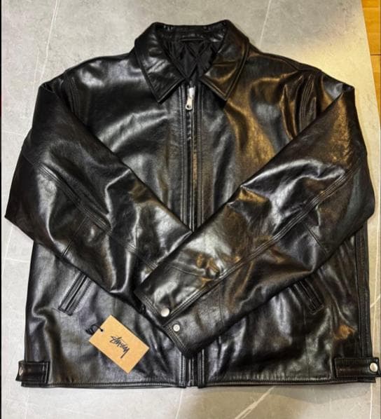 完売品 STUSSY GARAGE JACKET LEATHER BLACK L