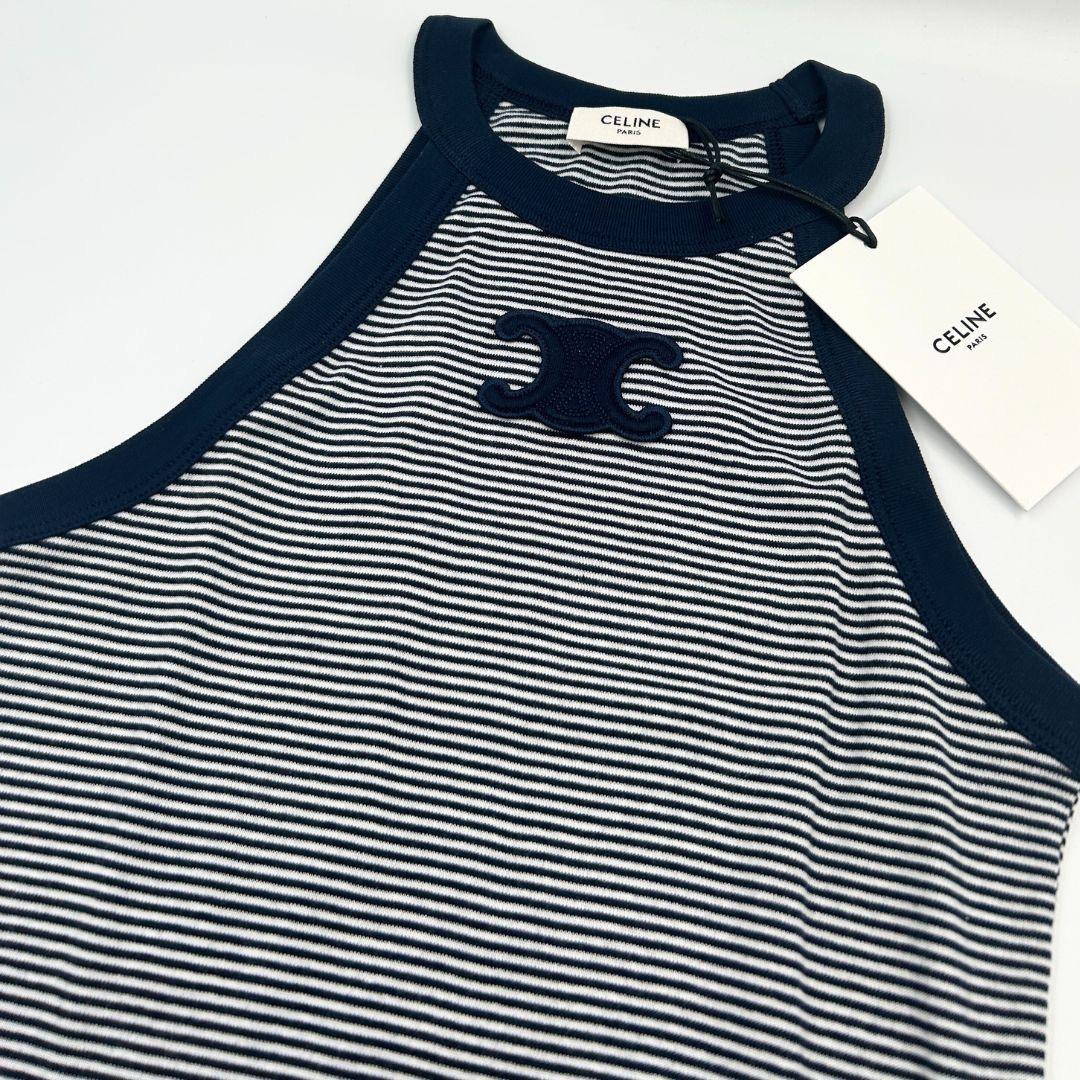 新品XS【セリーヌ】CELINEトリオンフ ストライプ タンクトップ