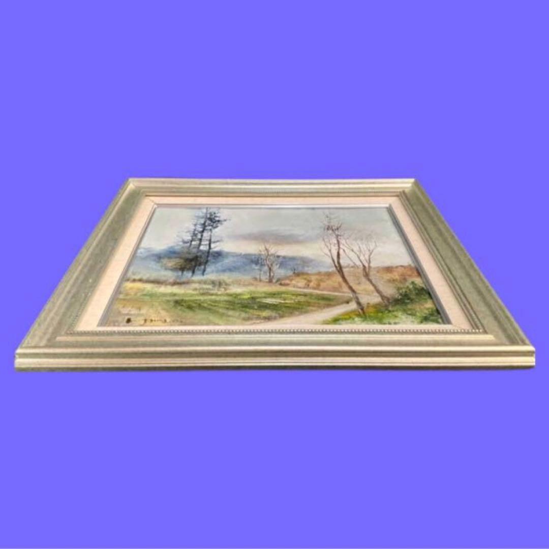 風景画 油彩画 木々と道