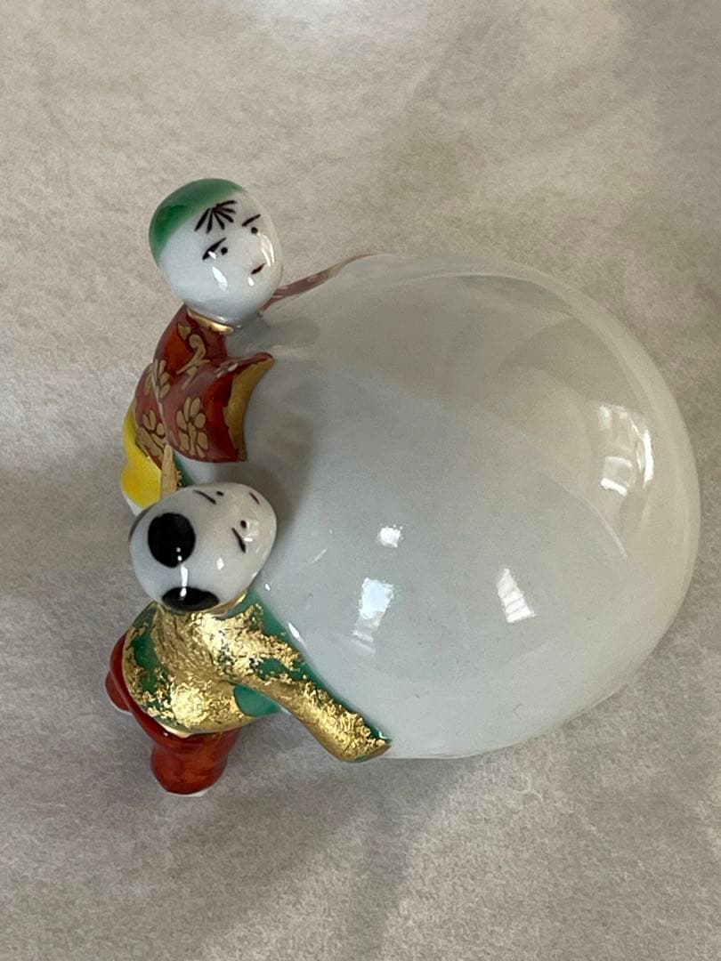 茶道具 蓋置(ふたおき) 蓋置 色絵 雪ダルマ 二閑人