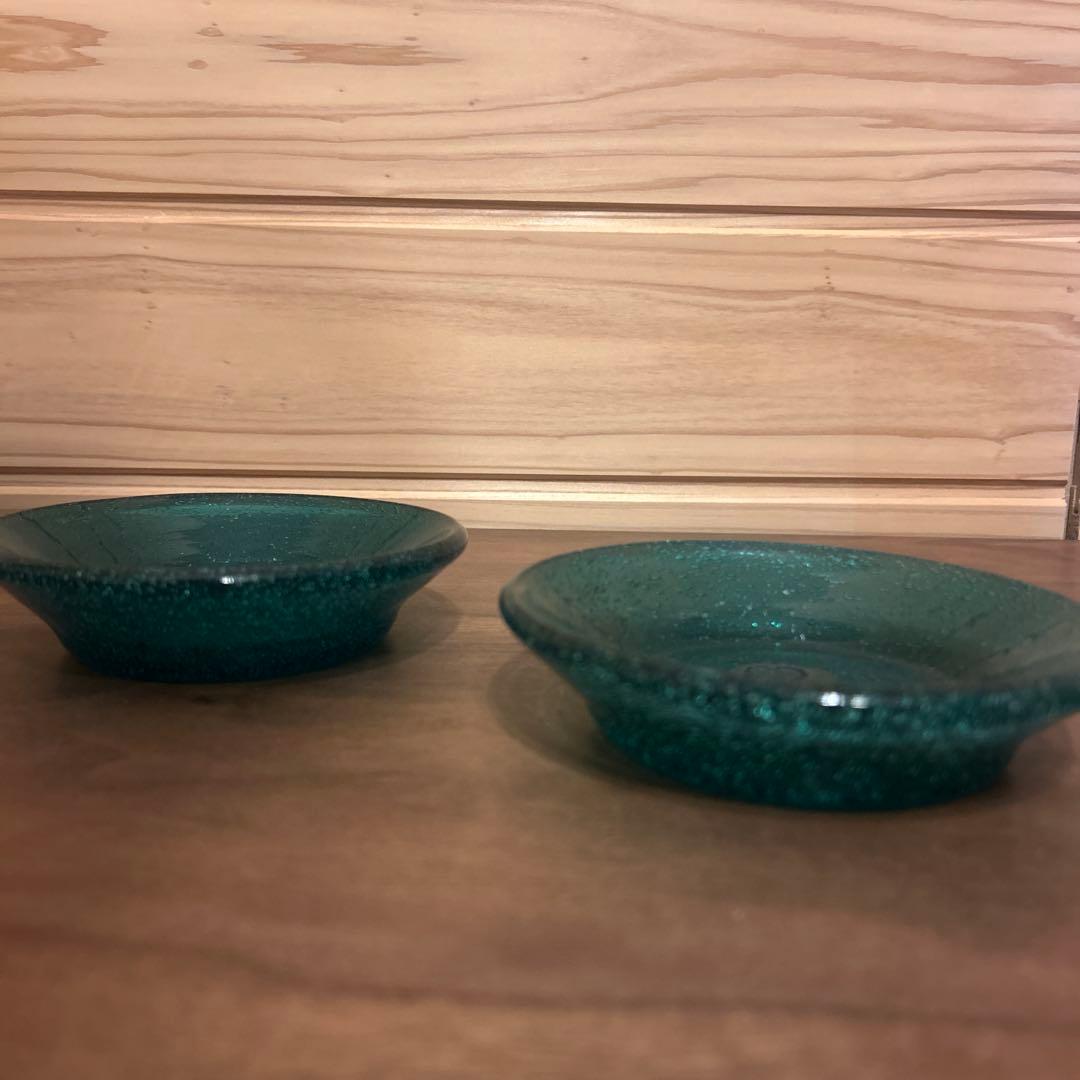 小谷眞三　倉敷ガラス　小皿12cm 2枚