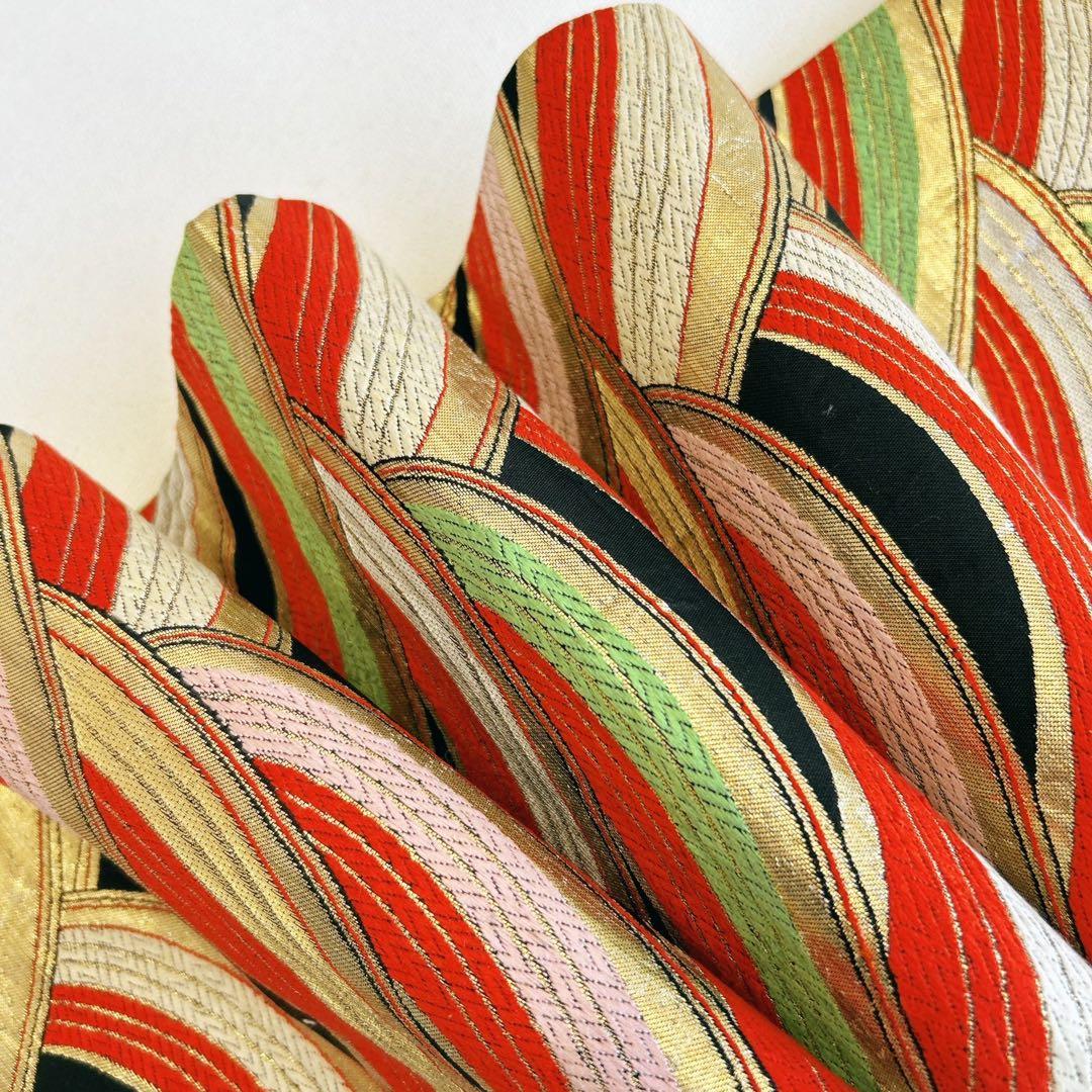 セット七五三7歳女の子長着＆袖なし長襦袢＆丸帯＆草履＆バッグ＆小物黄緑色金糸牡丹