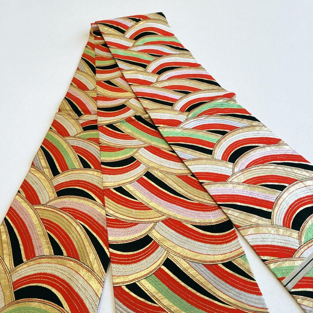 セット七五三7歳女の子長着＆袖なし長襦袢＆丸帯＆草履＆バッグ＆小物黄緑色金糸牡丹