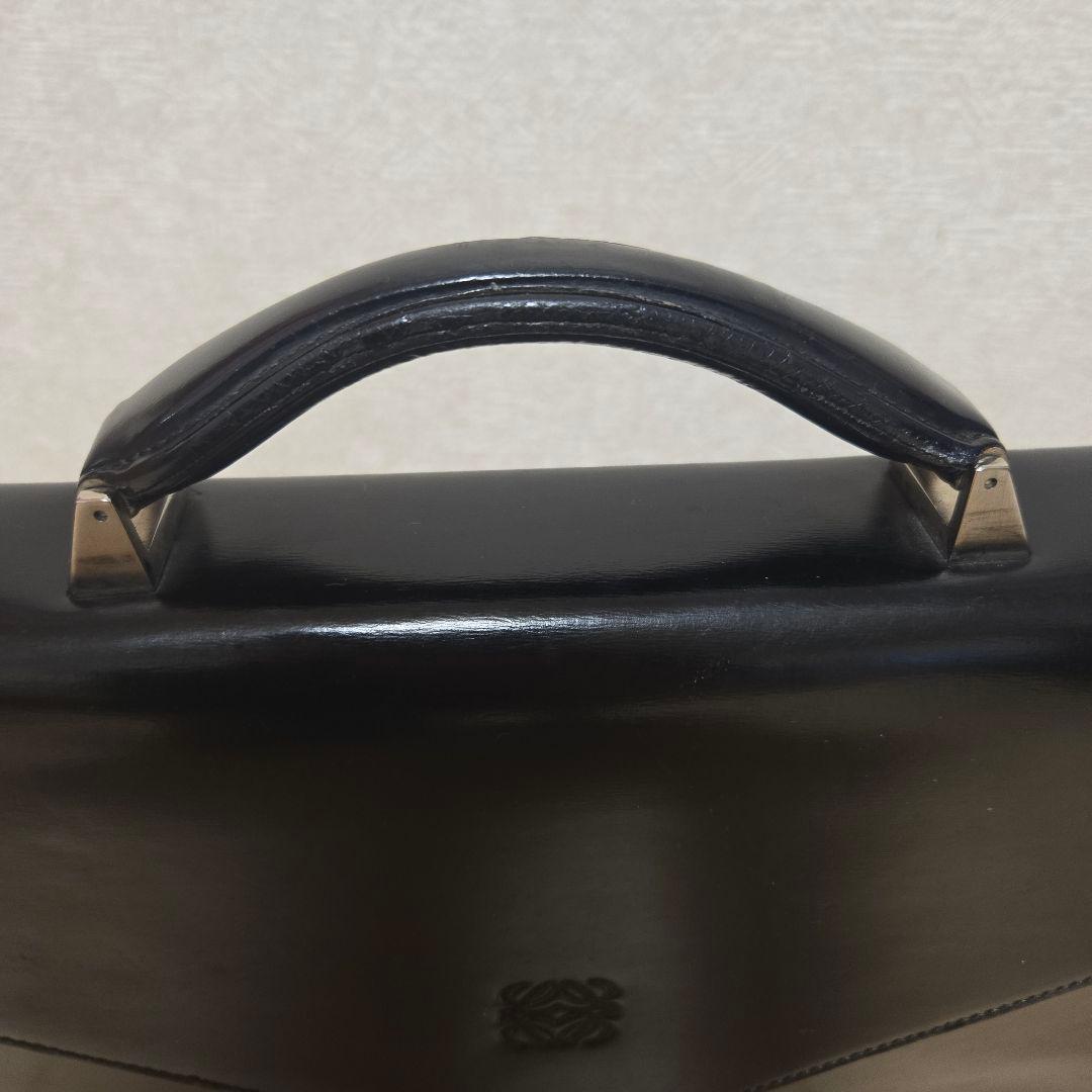 【希少】ロエベ ディプロマティコ ビジネスバッグ アナグラム 型押し レザー 黒