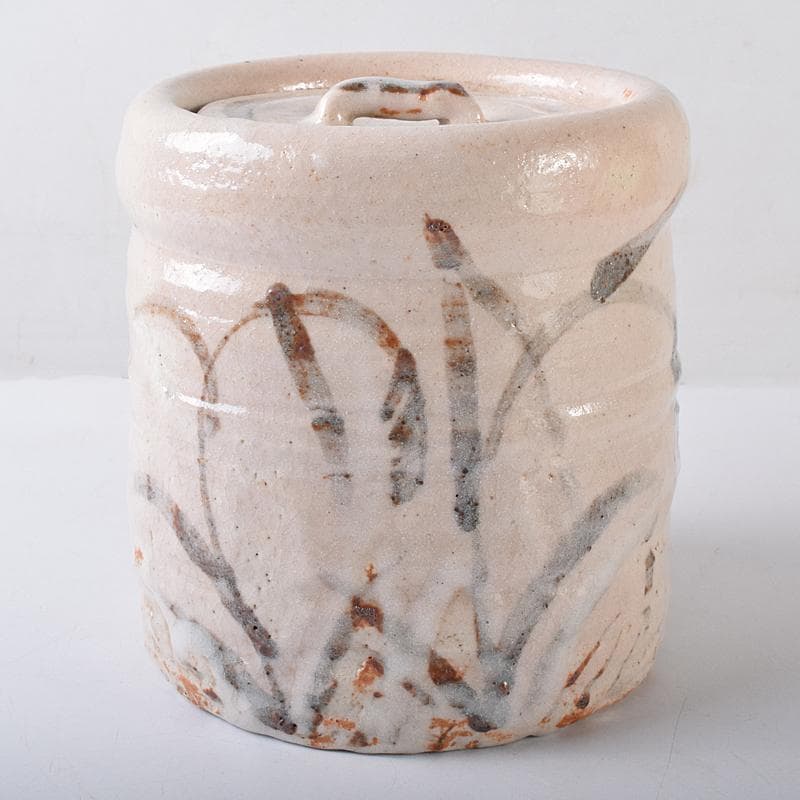 茶道具　山崎道正作　絵志野　水指　裏千家十五代鵬雲斎極め箱　M　R8732B